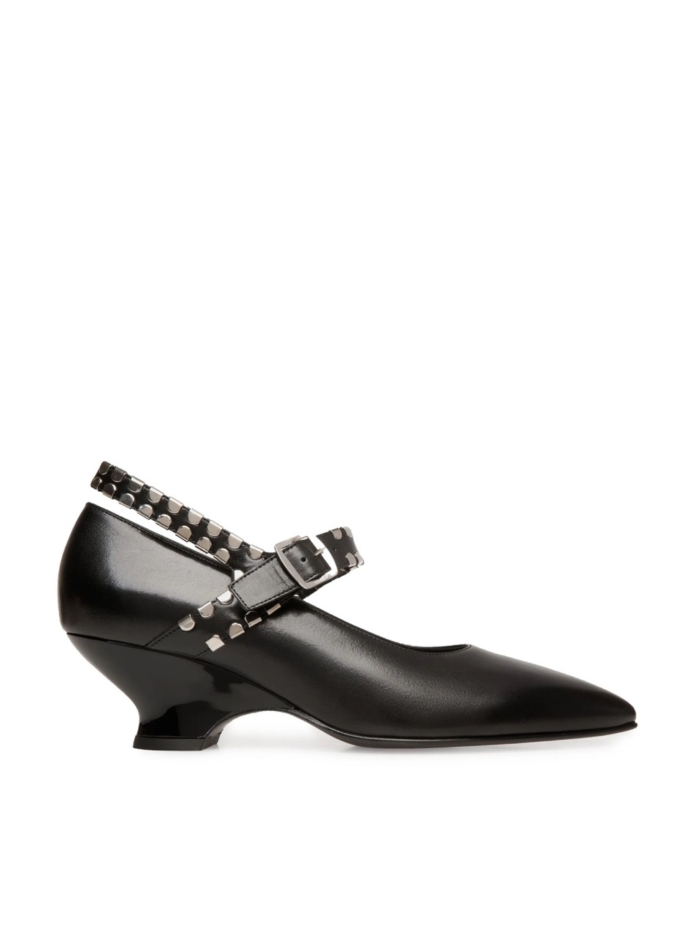 Bally Glendy Leather Studded Buckle Strap Lambskin Pumps